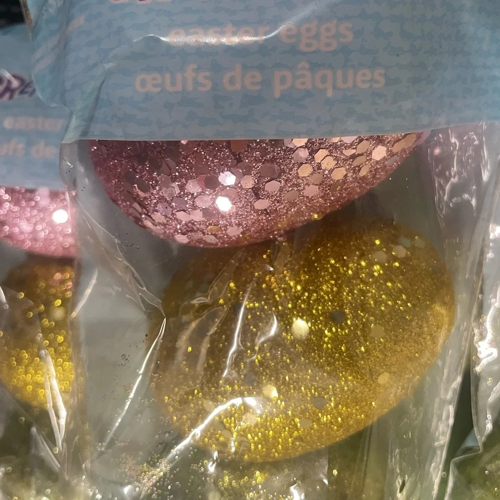 Glittering Plastic Easter Egg Set - Pink, Gold, Blue Sparkly Easter Eggs,30 eggs